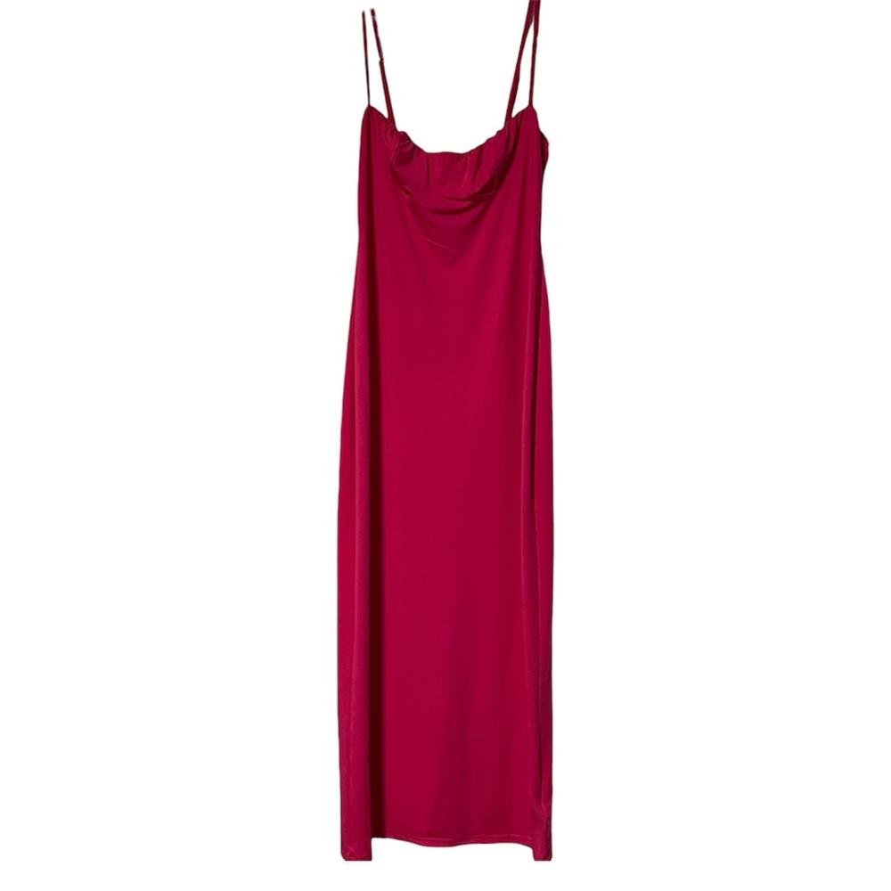 Vibrant Pink fitted silhouette slip maxi Dress by MICAS